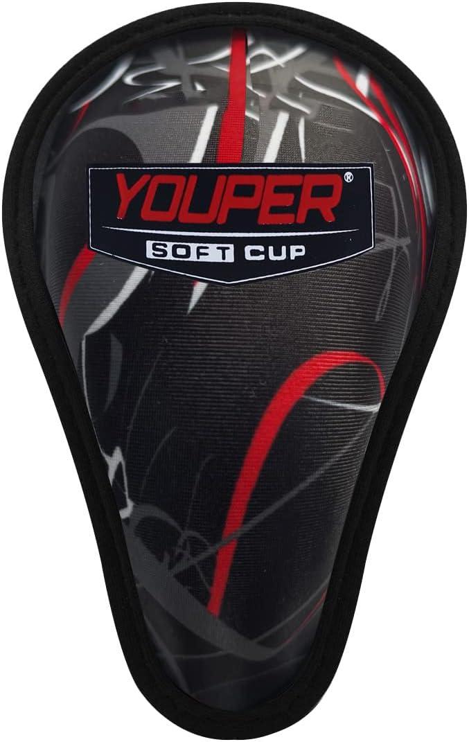 Youper Boys Youth Soft Foam Protective Athletic Cup (Ages 7-12), Kid Athletic Cup for Baseball, T-Ball, Football (Black Red)