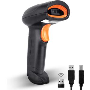 Helett HT20 Wireless 2.4GHz 2D & 1D Barcode Scanner (QR Code & Barcode) Wired & Wireless(Rechargeable) Connectivity | Induction Scanning with Built-in Illumination Light |Strong ABS(Black)
