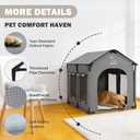 XL Insulated Dog House Indoor, Dog Tent for Large Dogs with Plush Cushion, Sturdy PVC Frame, Mesh Windows & Tear-Resistant Oxford Fabric, 34x27x34in Gray