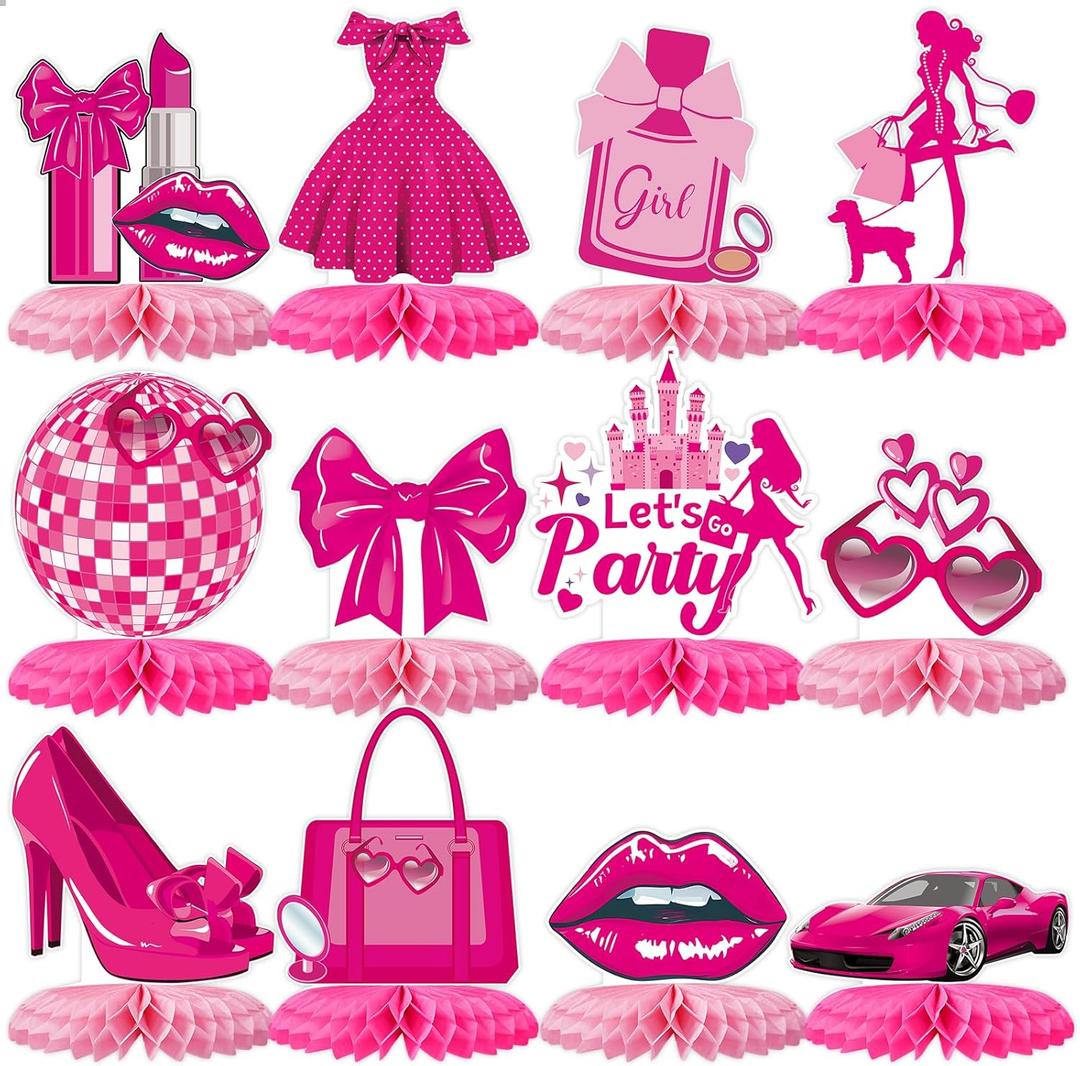 12 Pack Pink Girls Birthday Decorations Honeycomb Centepieces 3D Girl Theme Table Decor Hot Pink Princess Party Table Topper for Girls Night Birthday Bachelorette Party Supplies 12 Pack Pink Girls Birthday Decorations Honeycomb Centepieces 3D Girl Theme Table Decor Hot Pink Princess Party Table Topper for Girls Night Birthday Bachelorette Party Supplies