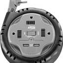 KMC 3-Outlet Surge Twist Cord Reel, 2 USB Ports, Retractable Power Strip Surge Protector, 735J Surge Protection, 5ft Retractable Extension Cord, 3-Prong Low-Profile Flat Plug, UL/ETL Certified, Gray