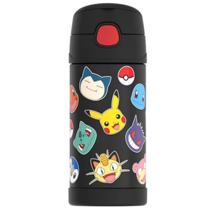 Thermos Stainless Steel Funtainer Water Bottle with Straw, Pokemon, 12 Fluid Ounces
