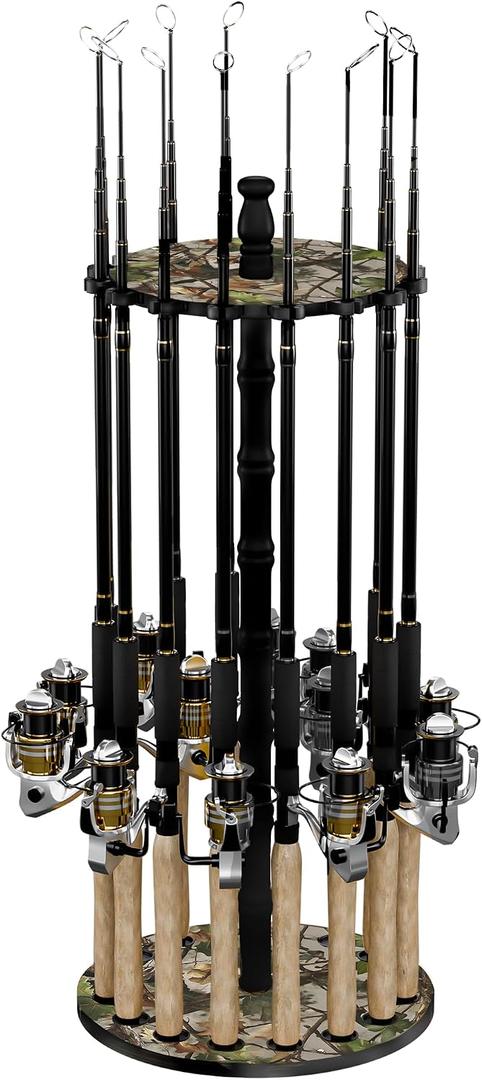 Rush Creek Creations | Rod Holder for 16 Fishing Poles, Garage Organization and Storage, for Reels, Gear, Accessories, Tackle Box