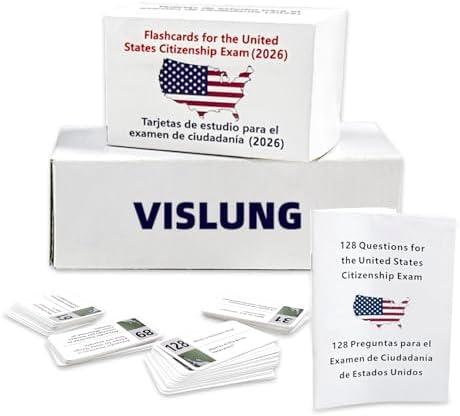 US Civic Test Flash Card 2026 - English & Spanish, Tarjetas de ciudadania 2026 inglés y español 128 preguntas, US Citizenship Flash Card Bilingual Naturalization Study Guide Combo Set