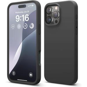 elago Compatible with iPhone 16 Pro Max Case, Premium Liquid Silicone Case, Full Body Protective Cover, Shockproof, Slim Phone, Anti-Scratch Soft Microfiber Lining, 6.9 inch (Black)