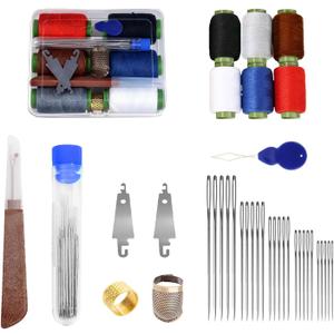 4 Packs Big Eye Steel Sewing Needles Kit,Include Stainless Steel Sewing Needles,Sewings Thread,Threading Needles,Suture Remover and Storage Box,for DIY Crafting Kit,Embroidery,Quilting and Repair (39 Pc)