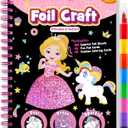 FUNNYB&G Foil Art Craft for Kids - Christmas Crafts Gift Party Favors Stocking Stuffers for Kids Fun Art Supplies Creative Birthday Gift Travel Toys for Girls Boys 4 5 6 7 8 9 Years Old(Princess)
