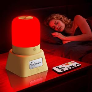 2 x Red Light Night Light Lamp for Sleep,Red Nightlight Desk Lamp with 670nm Wavelength,Touch Remote Control Reds Light for Sleep Lamp Backed by Science,for Deep Relaxation Travel Meditation and Yoga