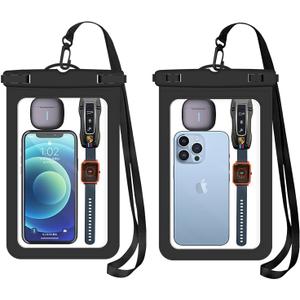 [Up to 8.9" 2 Pack Waterproof Phone Pouch Case,Waterproof Phone Bag for iPhone 17 16 15 14 13 Pro Max Plus Galaxy S25 S24 Ultar Plus+,IPX8 Cellphone Dry Bag Beach Travel Essentials-Black