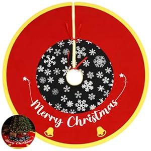 Boao 48 Inch Christmas Blue and White Tree Skirt Xmas Chinoiserie Flower Round Blue White Tree Mat Decoration for Holiday Christmas Party Decorations