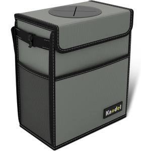 K KNODEL Car Trash Can, Waterproof Garbage Can, Trash Bag with Lid, Leak-Proof Car Bin, Trash Hanging Bag for SUV (Large, Gray)