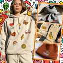 32Pcs Hippie Iron On or Sew On Patches, Embroidered Patch for Jeans, Jackets, Hats, Bags, Backpacks, Clothing