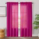 Hot Pink Semi Sheer Curtains for Bedroom 84 Inches Long 2 Panels, Light Filtering Lightweight Soft Modern Solid Window Curtains for Living Room Raspberry Decor Drapes, Each Panel 52" W x 84" L