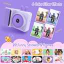 Kids Instant Print Camera,1080P Videos Digital Camera for Kids, Toddler Camera for Christmas Birthday Toy Gifts for Girls/Boys Age 3-12, Portable Kids Camera for 3 4 5 6 7 8 9 10 with SD Card (Purple)