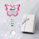 Butterfly Crystal Suncatcher Gifts for Best Friend, Bestie Birthday Gifts for Women Female, Friendship Suncatcher for Windows Hanging, Crystal Sun Catchers Indoor Window Decor (Pink)