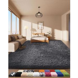 Ophanie Area Rugs for Bedroom, Upgrade Non-Slip Grey Fluffy Soft Shag Carpet, Indoor Floor Gray 4x6 Fuzzy Shaggy Living Room Plush Rug for Kids Home Dorm Decor Aesthetic