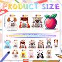 36 Pcs Back to School Mini Plush Animals First Day of School Stuffed Animal Keychains Bulk Small Plush Keychains with Pencil and Sign for Gift Party Favors Supplies Filler