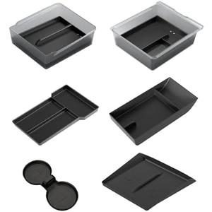 SUMK 2025 Upgrade Center Console Organizer Tray for Tesla Model Y Juniper Accessories 2026 [Tailor-Made, Non-Slip & Wear-Resistant and Easy to Clean] Durable PC+Silicone Center Organizer Set