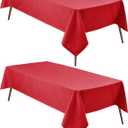 Hiasan 2 Pieces Red Tablecloth Rectangle - Wateproof and Spillproof Kitchen Christmas Washable Polyester Table Cloth for Dining Room, 60 x 120 Inch