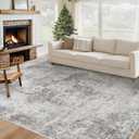 Area Rug 6x9 Washable Rug, Vintage Boho Medallion Rugs Non-Slip Soft Low Pile Large Distressed Rug Indoor Retro Carpet for Living Room Bedroom Dining Room Home Office (Grey, 6'x9')