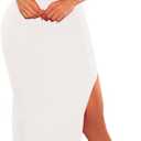 LuFeng Women's Sexy Sleeveless Halter V Neck Side Waist Cutout Backless Bodycon High Slit Maxi Long Dress (Large, White)
