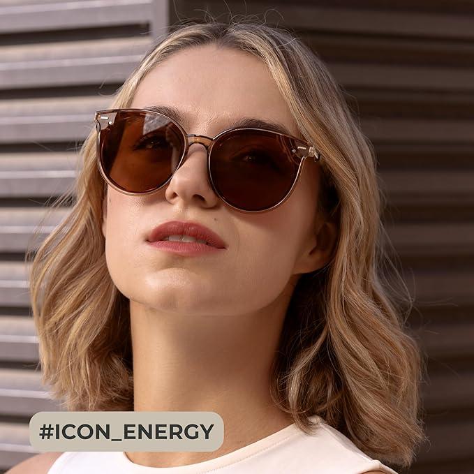 Livho Polarized Sunglasses, Retro & Oversized Shades for Women with Round Lenses