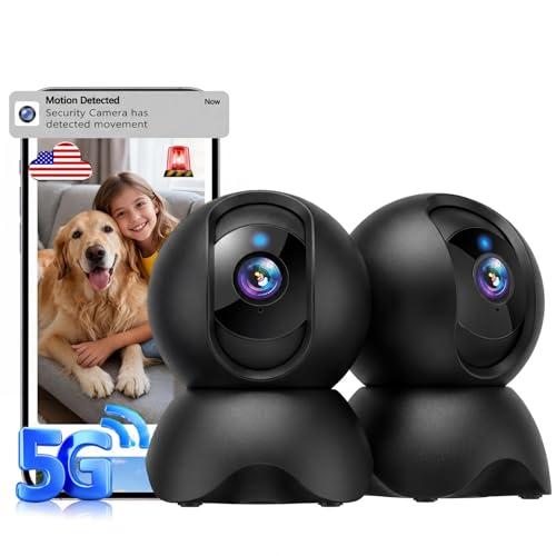 YYSY 2K 2.4GHz & 5GHz Indoor Security Camera, 2 Packs Pet/Dog/Baby Security Camera with Phone App, 360° Pan-Tilt WiFi Cameras for Home Security, 2-Way Audio, Night Vision, Auto-Tracking, Privacy Mode