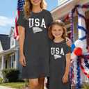 Mommy and Me Dresses Mother Daughter Matching Dresses with Pockets Mama or Mini Short Sleeve Outfits (Gray)