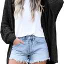 WIFFGO Womens Summer Crochet Lightweight Cardigan Sweaters Boho Kimono Long Sleeve Open Front Knitted Outwear Outfits Large