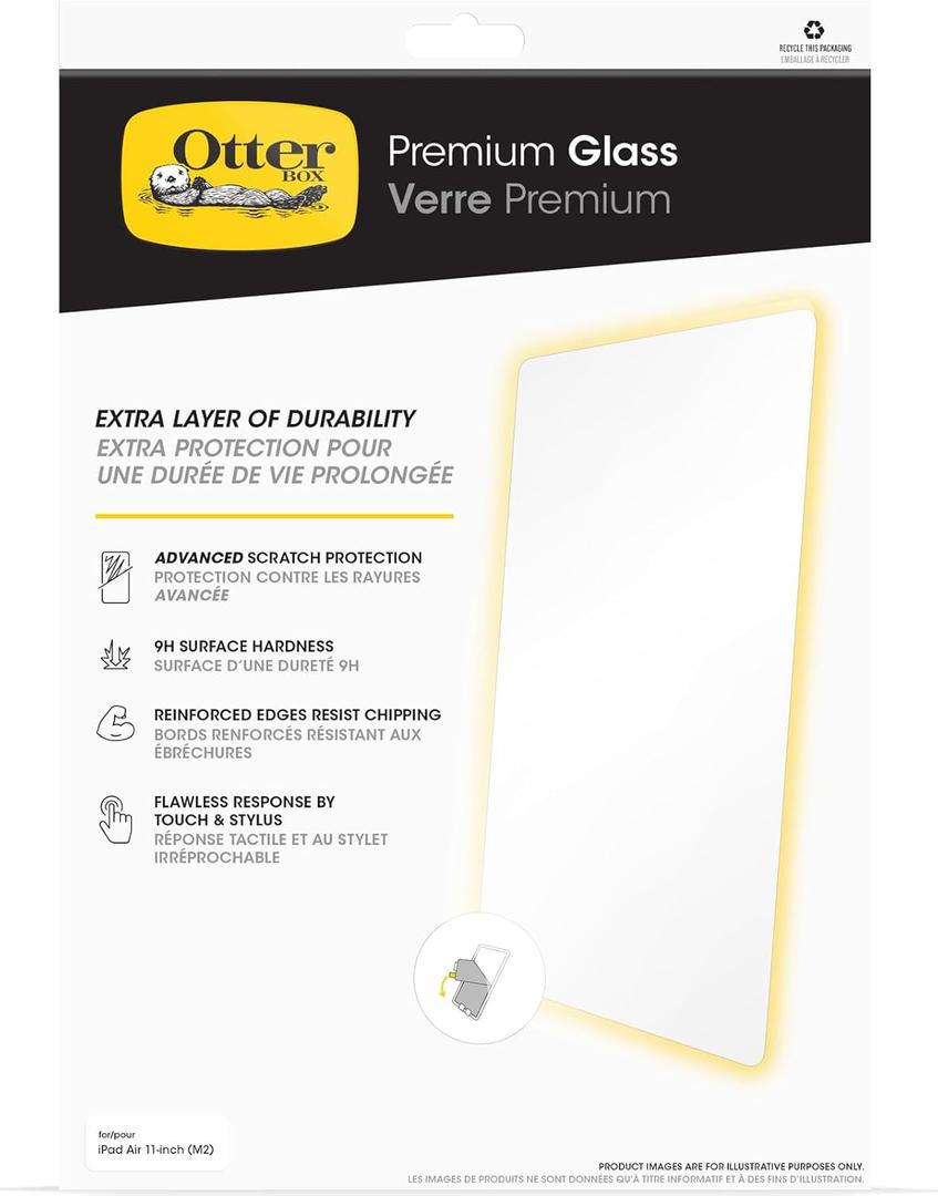 OtterBox Premium Glass Screen Protector for iPad Air 11-inch (M3) & (M2), Scratch Protection, Flawless Touch Response, Fingerprint Resistant, Easy Installation