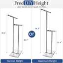Kayfia 40" Standing Towel Rack with Weighted Marble Base, Width Adjustable & Taller Bathroom Towel Rack Stand, 2-Tier Towel Racks for Bathroom, Multiple Spaces Stainless Steel Brushed Finish