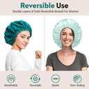 2 x Double Layer Silk Bonnet for Sleeping for Women and Men Large Satin Hair Cap for Curly and Natural Hair Blue Zircon + Black