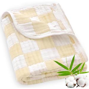 Muslin Swaddle Blankets, Checkered Receiving Blankets for Baby Boys and Girls, 43 x 43 Inches Baby Swaddle Neutral Wrap 70% Cotton and 30% Rayon Khaki
