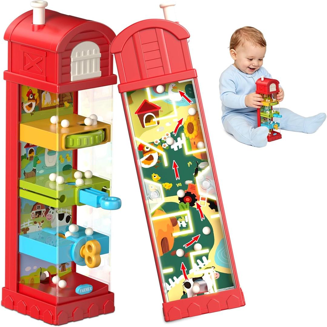 Baby Montessori Toys for 3 4 5 6 7 Year Old, Toddler Farm Egg Ball Drop Toy, Cause & Effect Educational Busy Board, Outside Sensory Toy for Kids 3-5, Xmas Birthday Gift for Baby Boy Girl