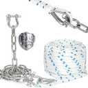 5/8" Boat Anchor Rope 200 FT with 316 Stainless Steel Anchor Chain 5/16" x 10 FT, 5/16" Bow Shackles and 5/8" Thimble, Anchor Rode for Mooring, Boats Pontoon, Deck, Fishing, Sail