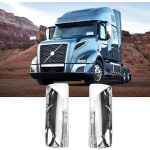 Chrome Door Mirror Covers Pair Set Compatible with Volvo VNL VNM Trucks 2004-2017, Left Driver and Right Passenger Side for Volvo Mirror Cover, Medium to Large