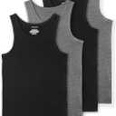 Men's 4-Pack Big & Tall Tight Fit A-Shirts Cotton Spandex Tank Tops Sleeveless Undershirts.L