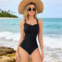 Mannice Tummy Control Swimsuits for Women 2026 One Piece Swimsuit Push Up Bathing Suit Full Coverage Slimming Swimwear (Black, L)