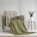 BOURINA Dark Olive Throw Blanket 50x60 Inches Throw Textured Solid Soft Sofa Couch Decorative Knit Blanket