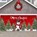 Christmas Garage Door Cover - 7 x 16 ft Winter Xmas Garage Backdrop with Snowman Theme