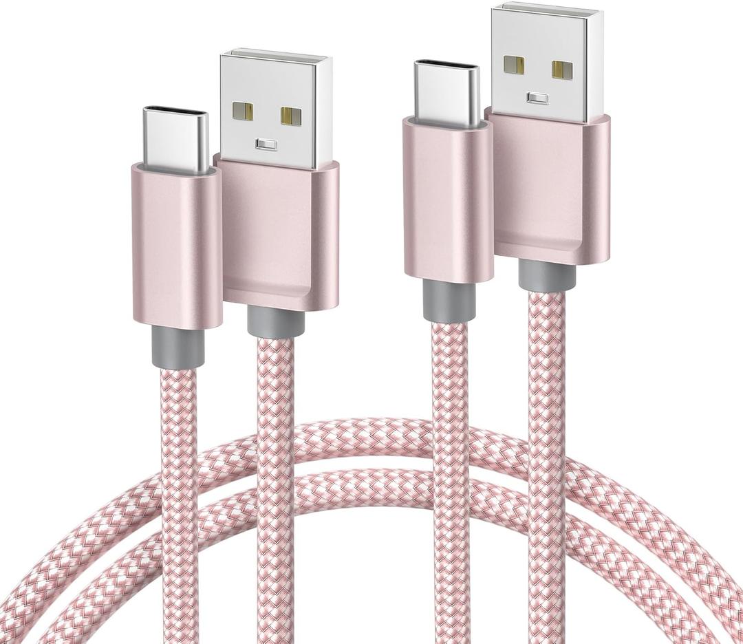 Basesailor USB Type C Charger Cable 6.6FT 2Pack,Charging Cord for Kindle Fire HD 7 2022 12th,10 9th 2019,8 10th 2020,Paperwhite 11th 2021 Generation,Samsung Galaxy A03s,A51,A52,A53,A12 A13,A32 A33,A42 (Pink)