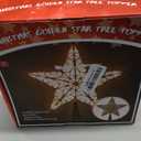 JOIEDOMI 9 inch Silver PVC Star Christmas Tree Topper, with 10 Warm White Light Glitter Swirl Battery Powered Indoor Decorations for Home Holiday Xmas Party