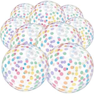Soulchen 12 Pcs 16 Inch Pastel Inflatable Beach Balls Bulk Large Polka Dot Beach Balls Water Games Floating Toys for Summer Swimming Pool Birthday Party Decorations