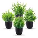 Der Rose Fake Plants 4 Packs Artificial Plants Small Faux Plants Black Bathroom Accessories for Halloween Bathroom Home Kitchen Coffee Table Office Desk Decor Indoor