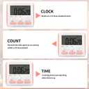 Mudder 3 Pack Digital Kitchen Timer for Cooking, Large Digits, 24 Hour Magnetic Backing Stand Kitchen Timers Clock for Classroom Kids Teachers, Loud Alarm and Large Screen (Pink)