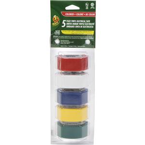 3-Pack Duck Brand Multi-Purpose Electrical Tape, 0.75-Inch-by-12-Feet, 5-Rolls, Assorted, 5-Color 60 Foot (280303)
