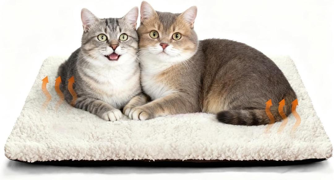 MORA PETS Self Heating Cat Bed Heated Puppy Crate Bed Mat Cat Blanket Self Warming Pet Pad Mat Thermal Kitten Pad with Removable Cover Non-Slip Washable 74 x 47cm