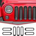 JeCar Front Grille Inserts Grill Trim Covers Exterior Accessories Compatible with Jeep Wrangler 2007-2018 JK & Unlimited Sports Sahara Rubicon X, Matte Black