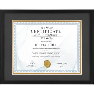 SYNTRIFIC Certificate Frames Display Document 11x14 without Mat or 8.5x11 with Mat Black Diploma Frame Clear Plexiglass Award Degree Collection Frame Wall Display 1 Pack