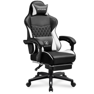 GTPLAYER Gaming Chair, High Back Leather Computer Gaming Chair with Footrest, Ergonomic Height Adjustable Office Chair with Removable Cover and Lumbar Support for Gaming and Work